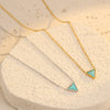 Stainless Steel Triangular Natural Stone Pendant Necklace With Electroplating