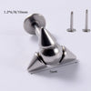 Stainless Steel Triangular Welding Punk Piercing Earrings With Tapered Outer Teeth And Steel Ball