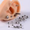 Stainless Steel Triangular Welding Punk Piercing Earrings With Tapered Outer Teeth And Steel Ball