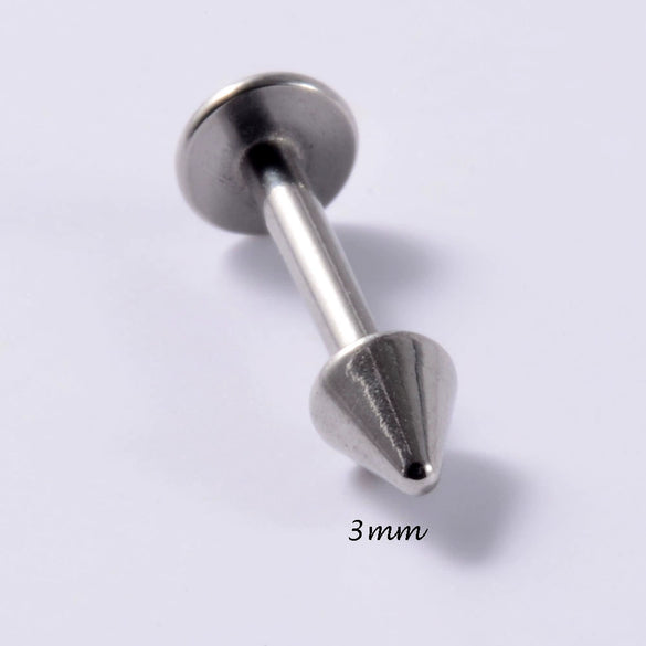 Stainless Steel Triangular Welding Punk Piercing Earrings With Tapered Outer Teeth And Steel Ball
