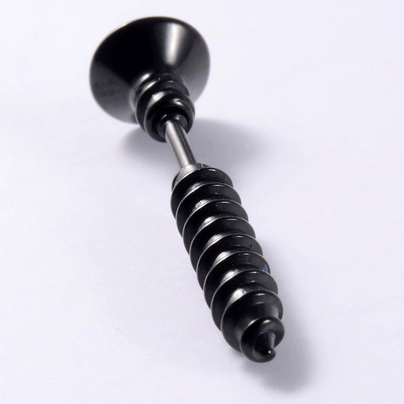 Stainless Steel Triangular Welding Punk Piercing Earrings With Tapered Outer Teeth And Steel Ball