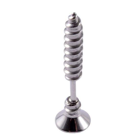 Stainless Steel Triangular Welding Punk Piercing Earrings With Tapered Outer Teeth And Steel Ball