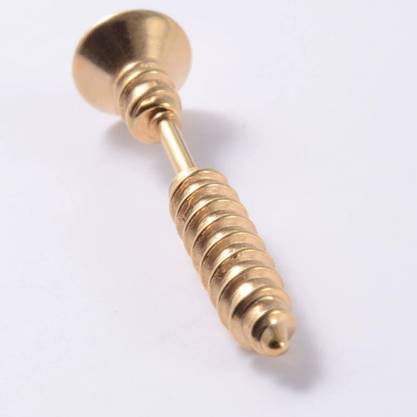Stainless Steel Triangular Welding Punk Piercing Earrings With Tapered Outer Teeth And Steel Ball