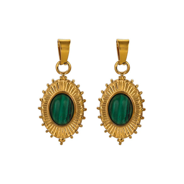 Stainless Steel Turquoise Tag Pendant Handmade Diy Necklace Accessories With Gold Electroplating