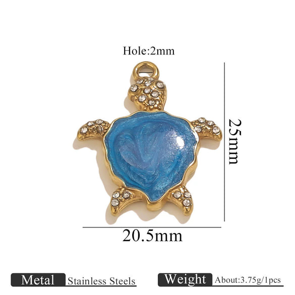 Stainless Steel Turtle Pendant Jewelry With Diamond And Electroplating