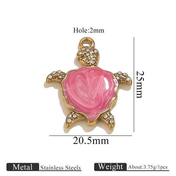 Stainless Steel Turtle Pendant Jewelry With Diamond And Electroplating