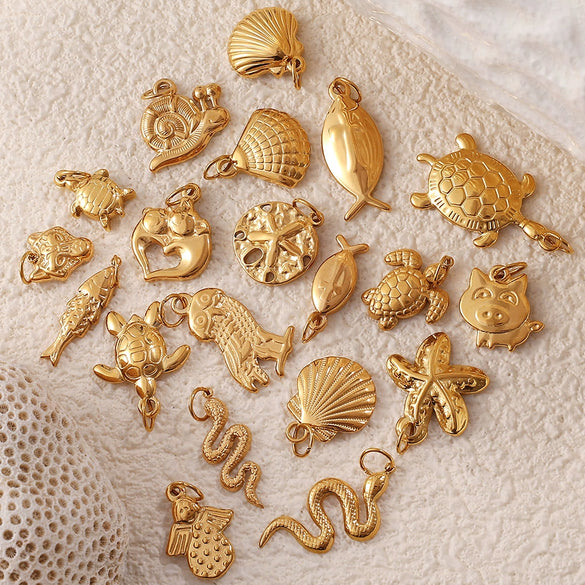 316L Stainless Steel Turtle Starfish Marine Life Pendant Jewelry Accessories Electroplated Diy Pendant Necklace