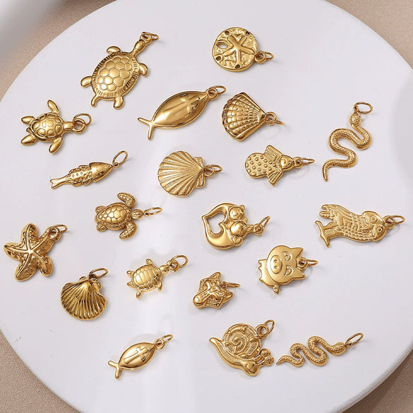 316L Stainless Steel Turtle Starfish Marine Life Pendant Jewelry Accessories Electroplated Diy Pendant Necklace