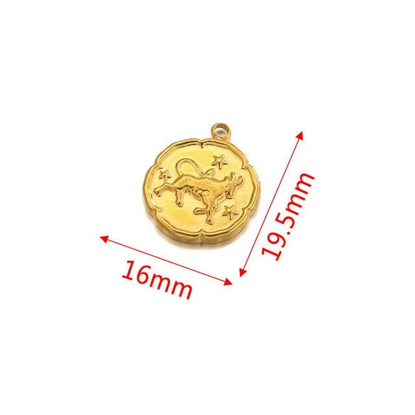 Stainless Steel Twelve Constellations And Fish Pattern Cartoon Pendant Necklace With Electroplating