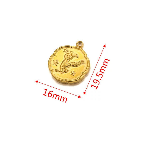 Stainless Steel Twelve Constellations And Fish Pattern Cartoon Pendant Necklace With Electroplating