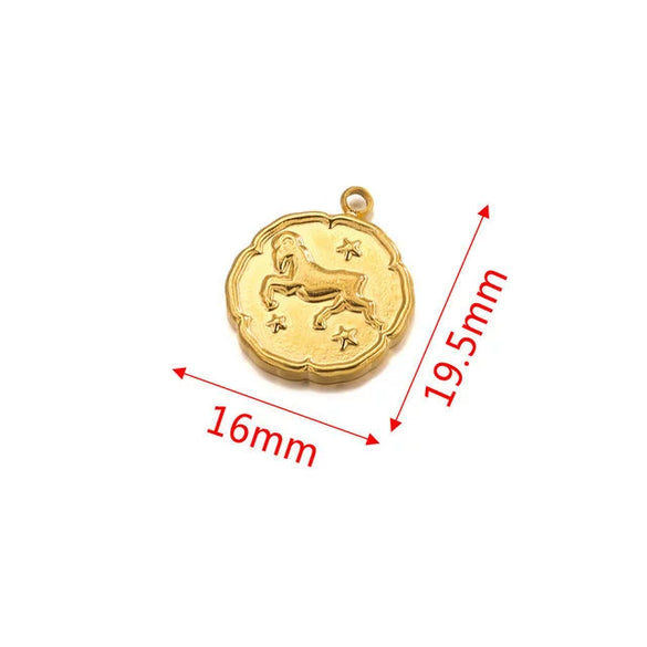 Stainless Steel Twelve Constellations And Fish Pattern Cartoon Pendant Necklace With Electroplating