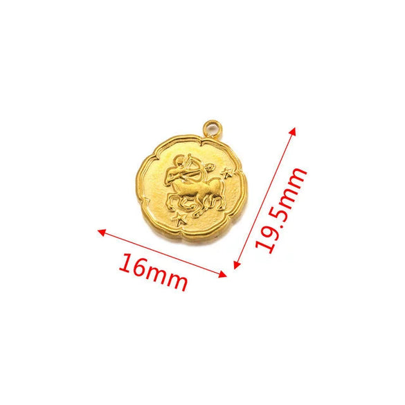 Stainless Steel Twelve Constellations And Fish Pattern Cartoon Pendant Necklace With Electroplating