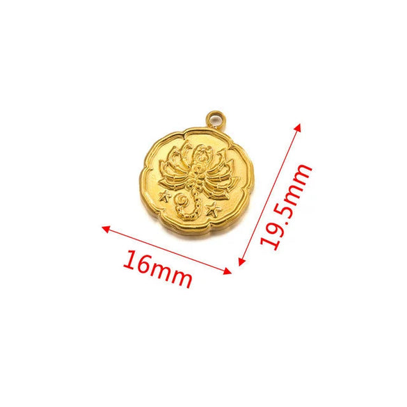 Stainless Steel Twelve Constellations And Fish Pattern Cartoon Pendant Necklace With Electroplating