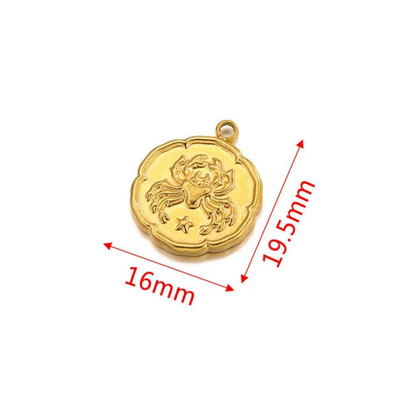 Stainless Steel Twelve Constellations And Fish Pattern Cartoon Pendant Necklace With Electroplating