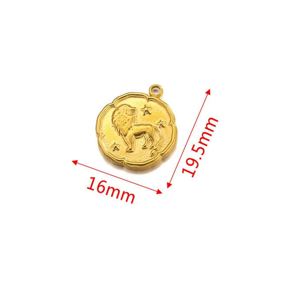 Stainless Steel Twelve Constellations And Fish Pattern Pendant Necklace Jewelry Making Accessories Electroplated Diy Handmade Jewelry