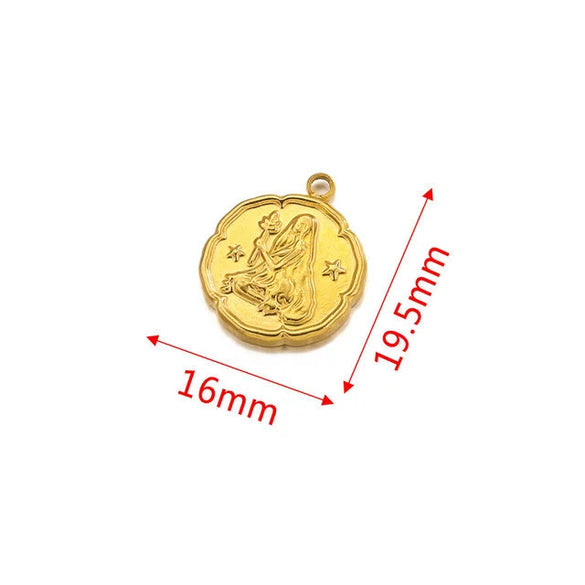 Stainless Steel Twelve Constellations And Fish Pattern Pendant Necklace Jewelry Making Accessories Electroplated Diy Handmade Jewelry