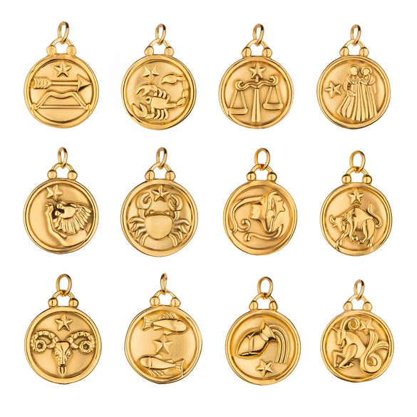 Stainless Steel Twelve Constellations Jewelry Accessories Necklace Pendant Electroplated