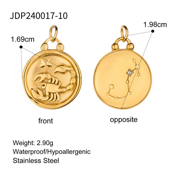 Stainless Steel Twelve Constellations Jewelry Accessories Necklace Pendant Electroplated