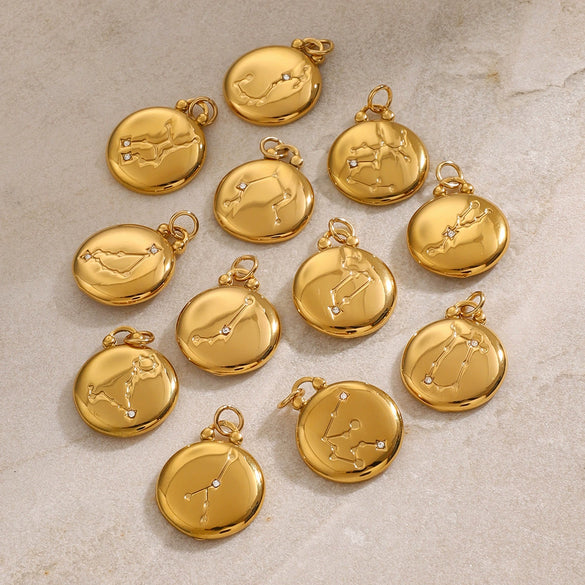 Stainless Steel Twelve Constellations Jewelry Accessories Necklace Pendant Electroplated