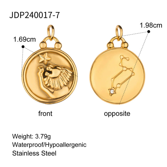 Stainless Steel Twelve Constellations Jewelry Accessories Necklace Pendant Electroplated