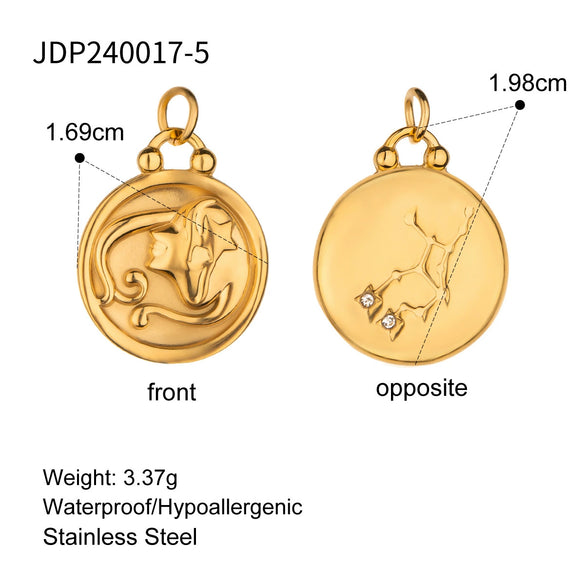 Stainless Steel Twelve Constellations Jewelry Accessories Necklace Pendant Electroplated