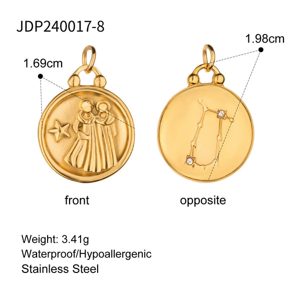 Stainless Steel Twelve Constellations Pendant Necklace Electroplating Accessories For Women
