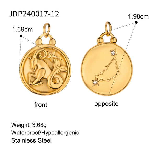 Stainless Steel Twelve Constellations Pendant Necklace Electroplating Accessories For Women
