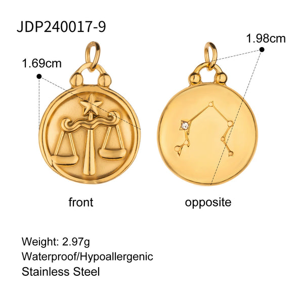 Stainless Steel Twelve Constellations Pendant Necklace Electroplating Accessories For Women