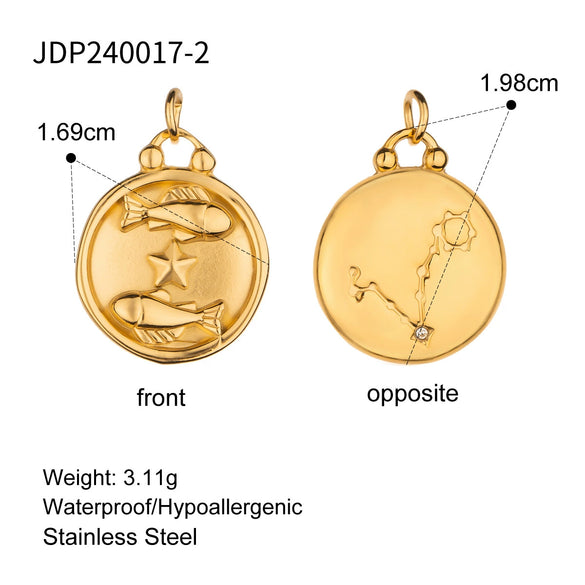 Stainless Steel Twelve Constellations Pendant Necklace Electroplating Accessories For Women