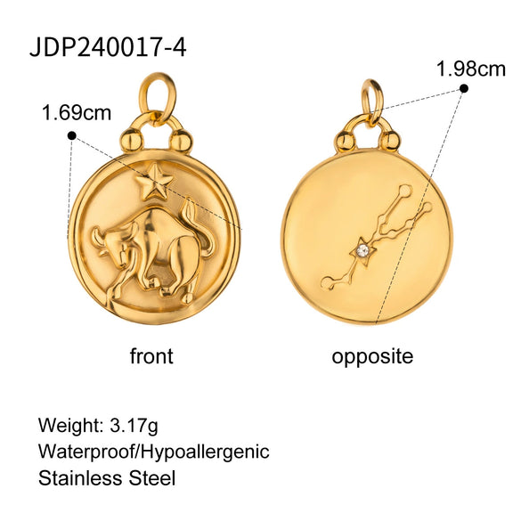 Stainless Steel Twelve Constellations Pendant Necklace Electroplating Accessories For Women