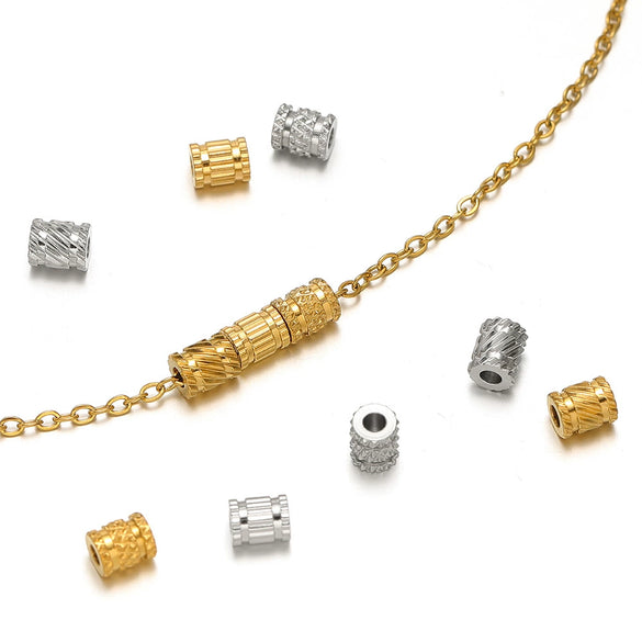 Stainless Steel Twill Pattern Beaded Jewelry Accessories With Electroplating
