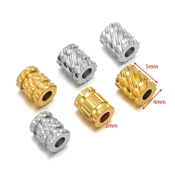 Stainless Steel Twill Pattern Beaded Jewelry Accessories With Electroplating