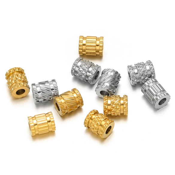 Stainless Steel Twill Pattern Beaded Jewelry Accessories With Electroplating