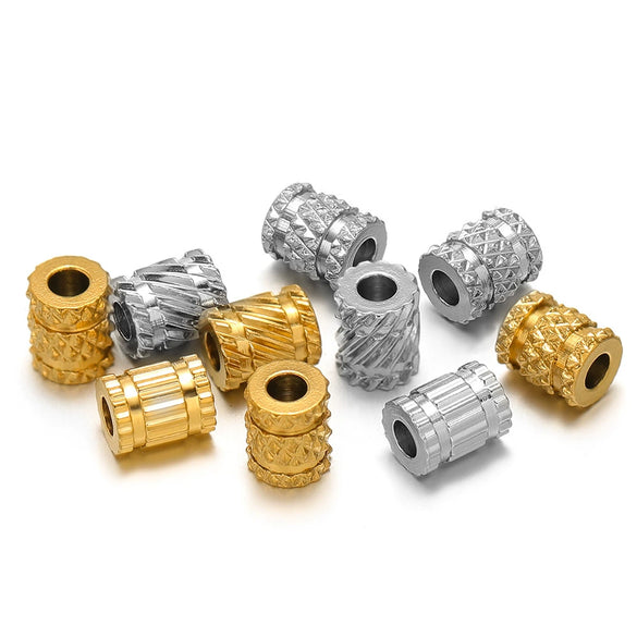 Stainless Steel Twill Pattern Beaded Jewelry Accessories With Electroplating
