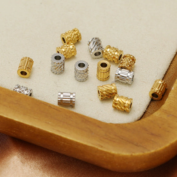 Stainless Steel Twill Pattern Beaded Jewelry Accessories With Electroplating