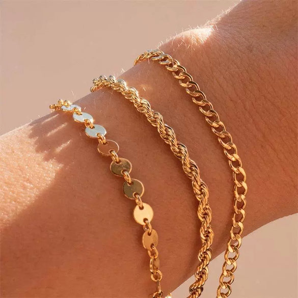 Stainless Steel Twist Chain Bracelet Unisex Vacuum Plated Electroplated Jewelry