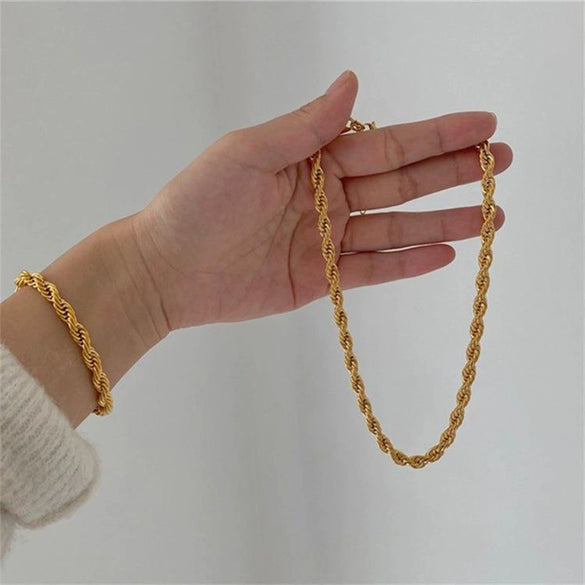 Stainless Steel Twist Chain Bracelet Unisex Vacuum Plated Electroplated Jewelry