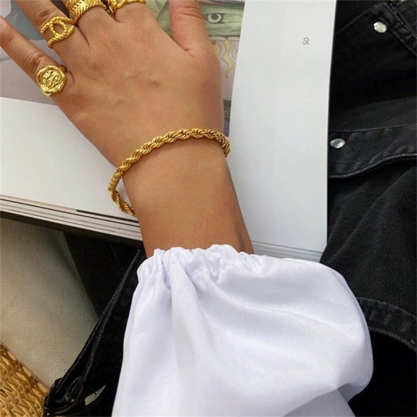 Stainless Steel Twist Chain Bracelet Unisex Vacuum Plated Electroplated Jewelry