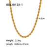 Stainless Steel Twist Chain Necklace With Geometric Design And Electroplating