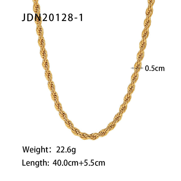 Stainless Steel Twist Chain Necklace With Geometric Design And Electroplating