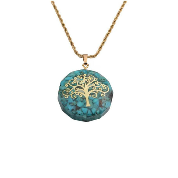 Stainless Steel Twist Chain Necklace With Handmade Stone Tree Pendant Geometric Simple Fashion Jewelry For Women