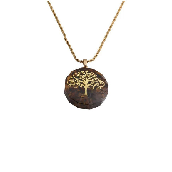 Stainless Steel Twist Chain Necklace With Handmade Stone Tree Pendant Geometric Simple Fashion Jewelry For Women