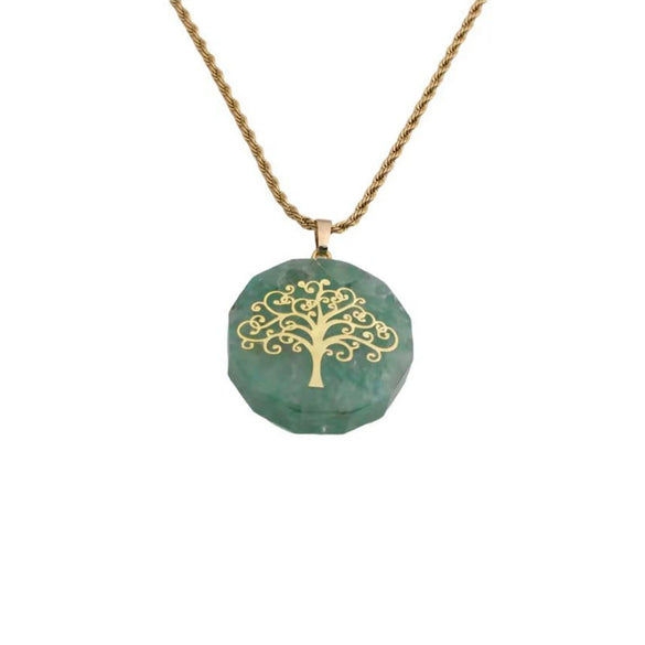 Stainless Steel Twist Chain Necklace With Handmade Stone Tree Pendant Geometric Simple Fashion Jewelry For Women