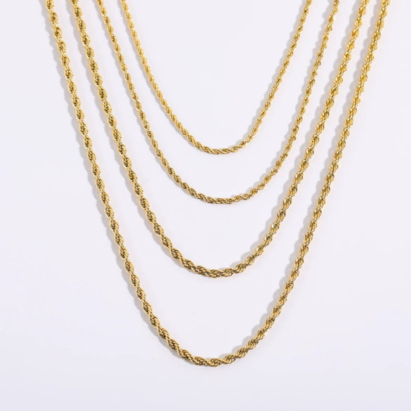 Stainless Steel Twist Chain Necklace With 18K Gold Furnace Vacuum Electroplated And Geometric Pattern Simple Style