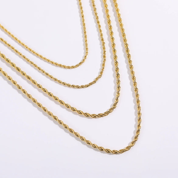 Stainless Steel Twist Chain Necklace With 18K Gold Furnace Vacuum Electroplated And Geometric Pattern Simple Style