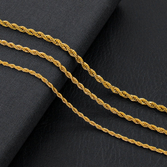 Stainless Steel Twist Necklace With Geometric Pattern Vacuum Plating Hardware Metal Hanging Chain