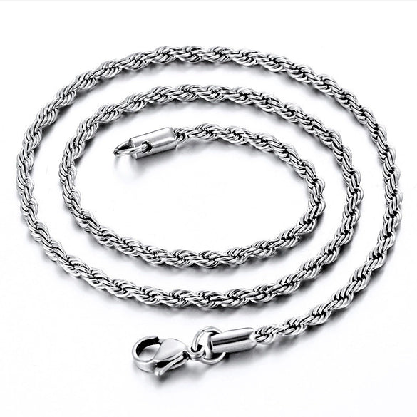 Stainless Steel Twist Necklace With Geometric Pattern Vacuum Plating Hardware Metal Hanging Chain