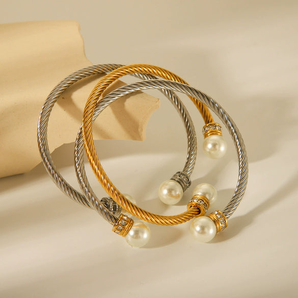 Stainless Steel Twisted Open Bracelet Electroplated Women's Fashion Allmatch Natural Style