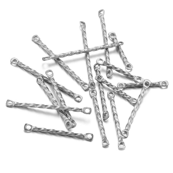 Stainless Steel Twisted Rod Double Hole Connection Diy Jewelry Accessories For Bracelet Necklace Earrings With Electroplating