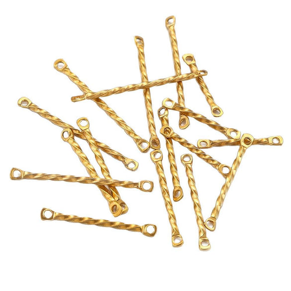 Stainless Steel Twisted Rod Double Hole Connection Diy Jewelry Accessories For Bracelet Necklace Earrings With Electroplating
